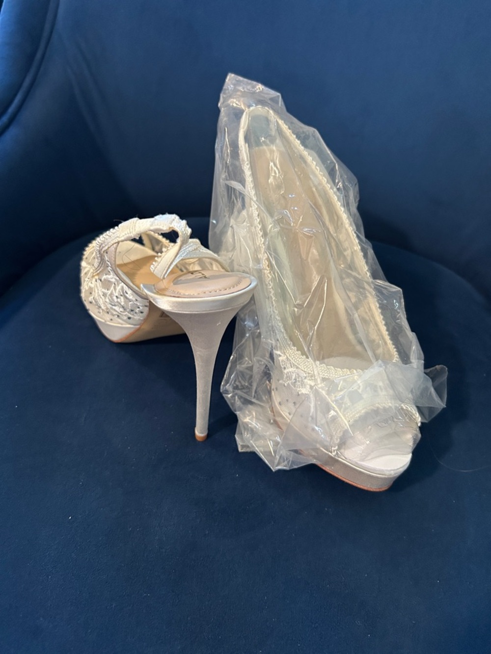 Aldo Ivory Lace Peep-Toe Stiletto Heels